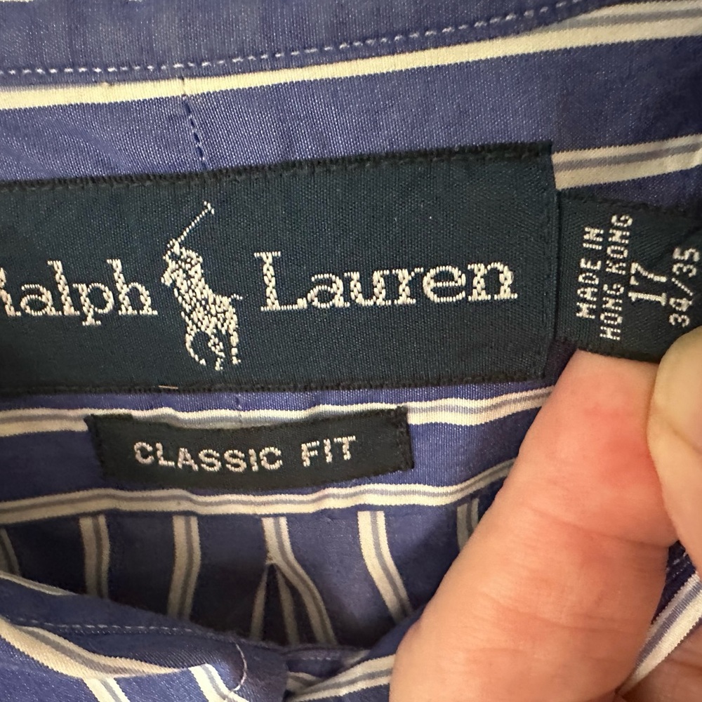 Ralph Lauren Blue and White Striped Classic Fit Shirt - Picture 2 of 5